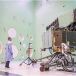 European Space Agency’s Plato satellite was subjected to as much as 156 decibels of sound at the agency’s Large European Acoustic Facility. The crushing noise is designed to simulate the sound satellites face upon launch. Space science missions such as Plato are seeing funding growth. Credit: ESA