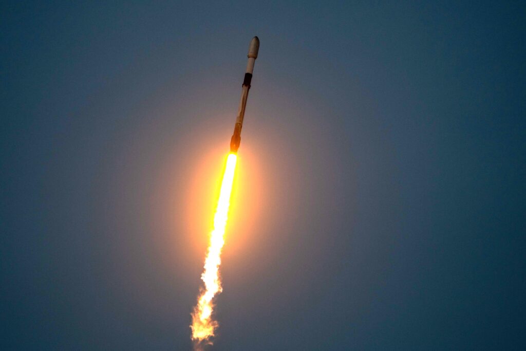 A Falcon 9 rocket carrying 23 starlink satellites launches from Space Launch Complex 40 (SLC-40) at Cape Canaveral Space Force Station, Florida, Jan. 7, 2024.