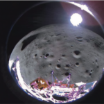 The Intuitive Machines Odysseus lander captured this image from the surface of the Moon during its approach to the landing site. Credit: Intuitive Machines