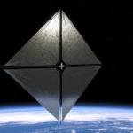 A graphic of NASA’s Advanced Composite Solar Sail System spacecraft in orbit. Credit: NASA.