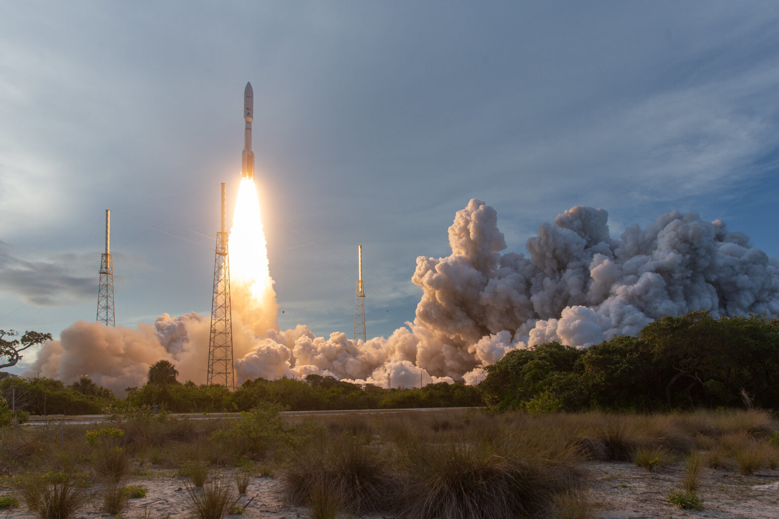 A United Launch Alliance Atlas V rocket lifts off from Space Launch Complex 41 in Cape Canaveral, Florida.