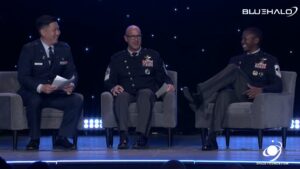 Envisioning the path ahead, Space Force and Space Command leaders met at the 40th Space Symposium, to discuss the evolution of military space operations. Chief Master Sergeant of the Space Force John Bentivegna and U.S. Space Command Senior Enlisted Leader, Chief Master Sergeant Jacob Simmons shared their insights.